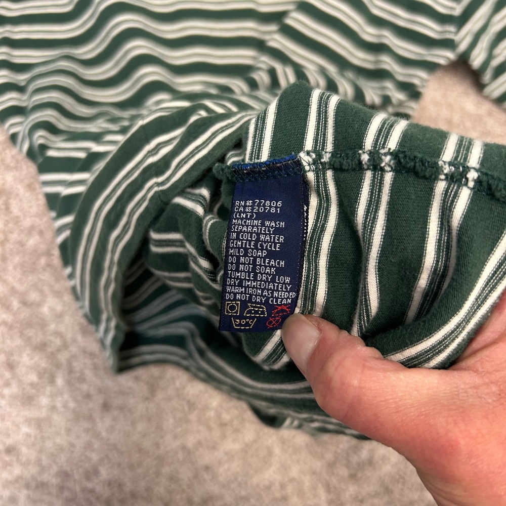 Vintage 90s Tommy Hilfiger Striped Tshirt Crest Men Size Large Green Crewneck - Picture 7 of 7